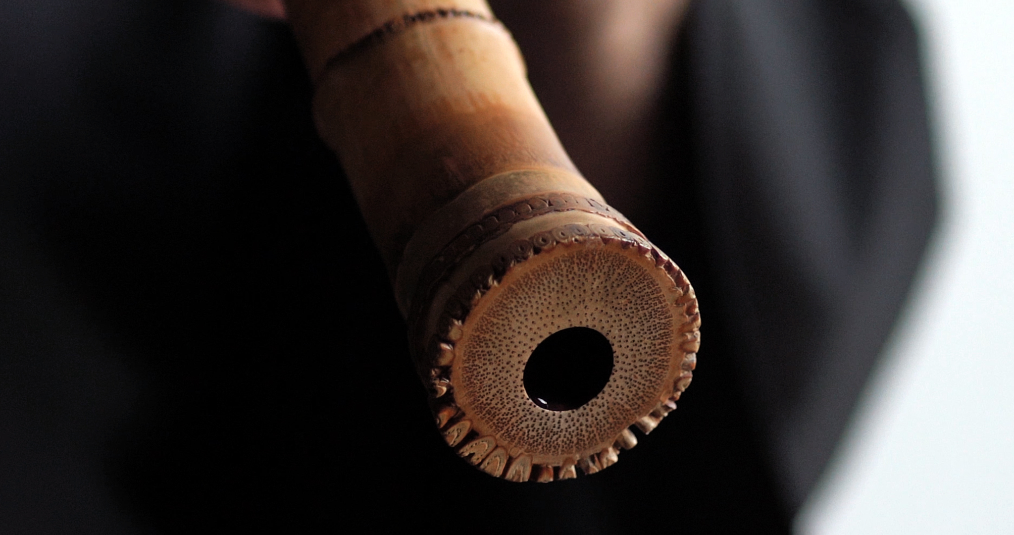 Closeup of the bamboo flute