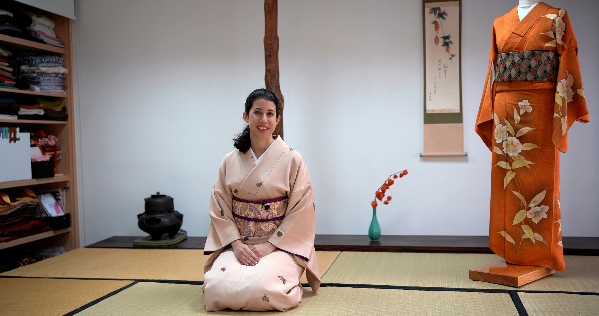 Foreign woman dressed in a kimono