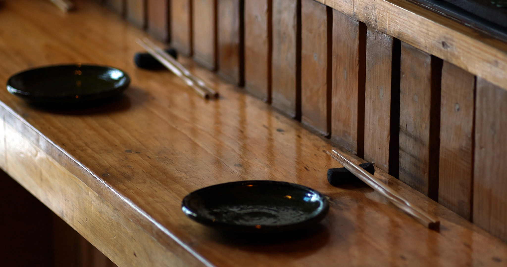 Counter seats at a Japanese restaurant